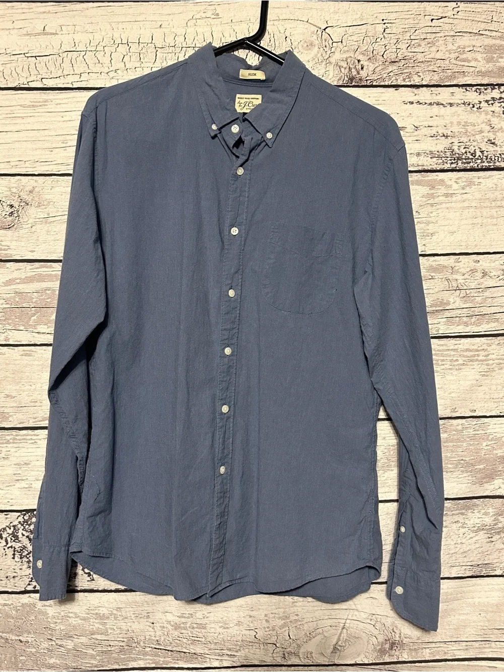 J.Crew Secret Wash Slim Fit Button Down Shirt Men’s Large Blue Stretch